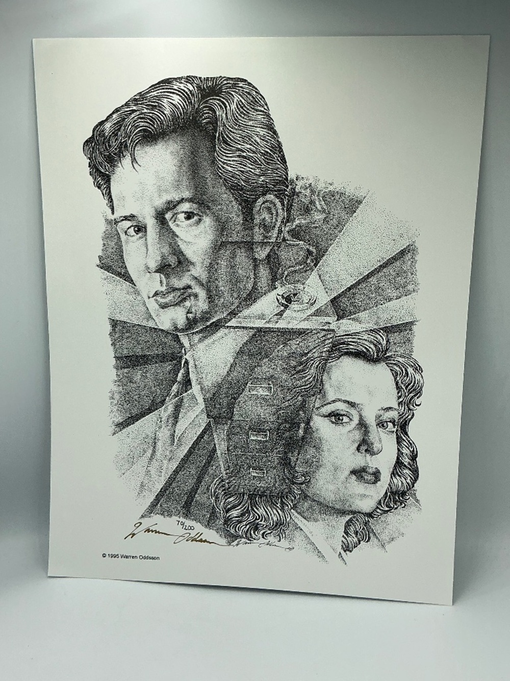 Vtg X-Files Mulder Scully Signed Art Print 70/200 Warren Oddsson 8.5x11 LTD ED